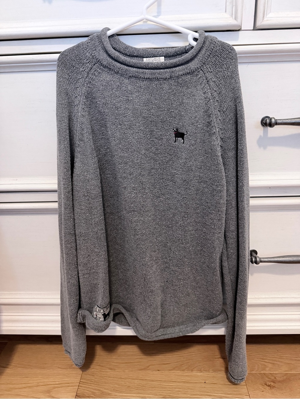 The Black Dog Gray Kids Crewneck Sweater with Dog Embroidery